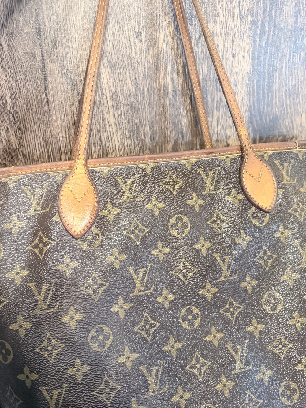 2016 Louis Vuitton Monogram Canvas 'Never Full' Tote with Pink Stripe Lining